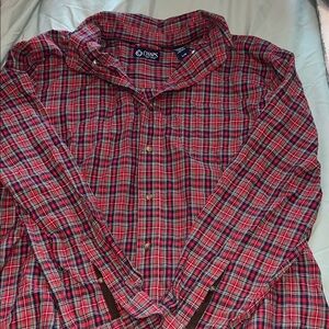 Chaps Multicolor Plaid Red Navy and Blue Casual Shirt Size Large